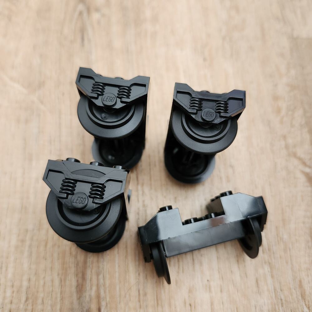 Lego Parts And Pieces: Black Train Wheels For Rc Trains X4 Lot Of 4 Locomotive